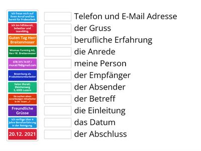 Bewerbungsbrief - Reihenfolge