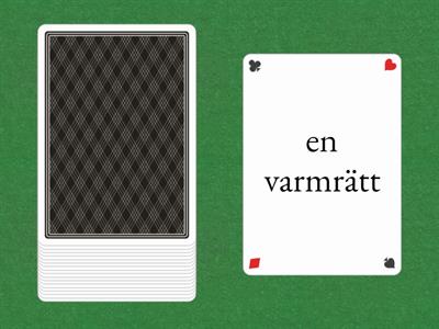 Les repas 2 på svenska: dra ett kort - skapa en mening på franska där ordet ingår.
