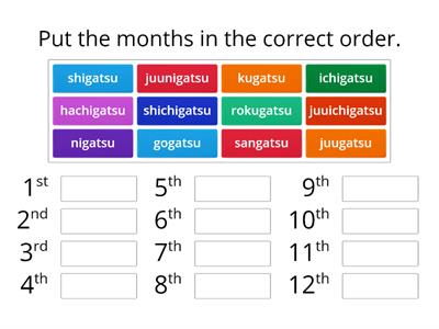 Months of the Year - Japanese words