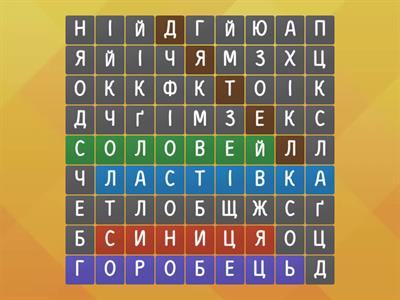 Вправа wordwall кросворд - Птахи