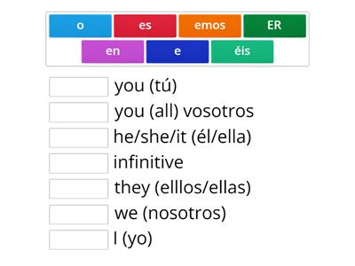 ER verb practice Spanish