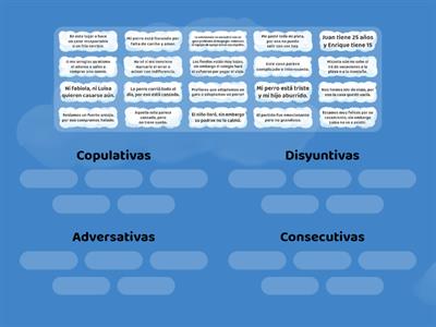 Clasificar oraciones según conjunciones (copulativas, disyuntivas, consecutivas o adversativas)