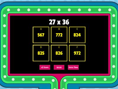 2 by 2 digit Multiplication Gameshow