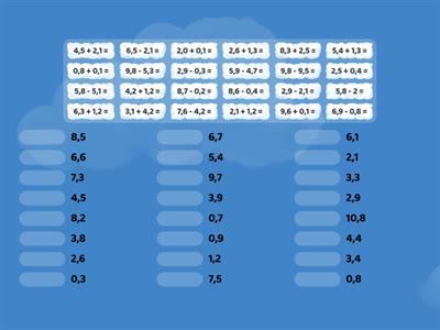 Desetinná čísla - sčítání a odčítání (bez přechodu) 