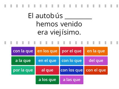 Oraciones de relativo con preposición