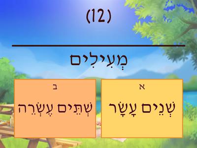 משחק בנושא שם המספר (11-19) כיתה ה עברית בעיניים גדולות סוכיינה ביאדסה כבהא