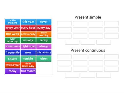 Time words - present simple vs. present continuous