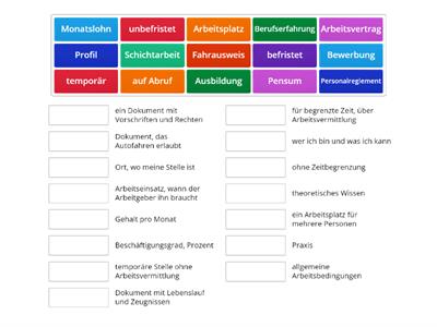 Stelleninserate Wortschatz zuordnen