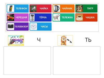 Звуки Ч-ТЬ. Раздели картинки