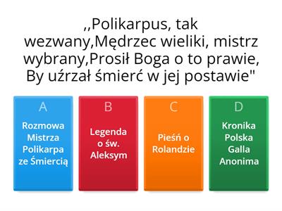 Dopasuj fragment do lektury (Antyk, Średniowiecze)