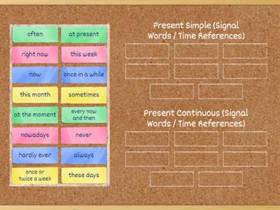 Present Simple and Present Continuous (Signal Words / Time References)