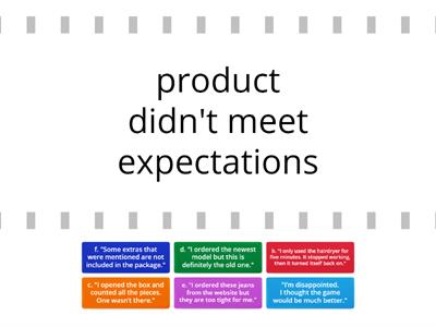 Reasons to return a product