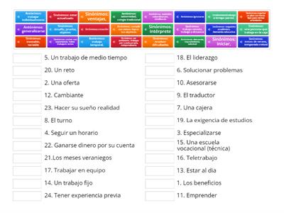 EntreCulturas 3 Unidad 5 Cam B Vocabulario sinonimos o antonimos