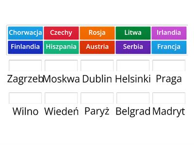 Państwa Europy i ich stolice-połącz w pary