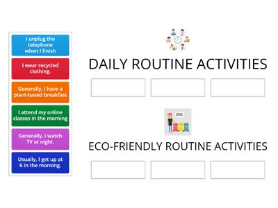 DAILY ROUTINE ACTIVITIES VS ECO-FRIENDLY ROUTINE ACTIVITIES