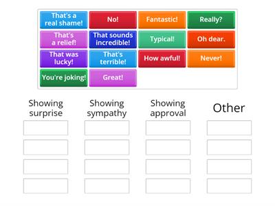 Phrases for showing surprise, sympathy and approval