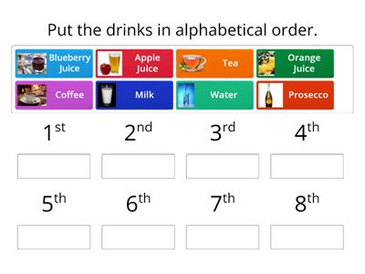 ESOL E2 Alphabetical order - drinks