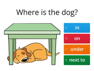  Prepositions - in on under next to 