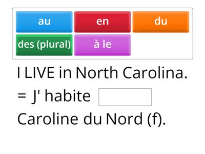 Venir de (to come/ to be from).... and Habiter à (to live in) 