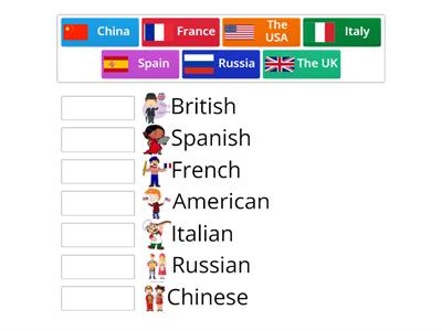 Match the flag and nationality 