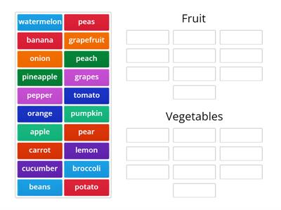 AS2 U8 Fruit and vegetables Sorting
