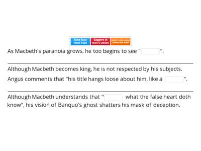 Macbeth - Match quotes and explanatory sentences