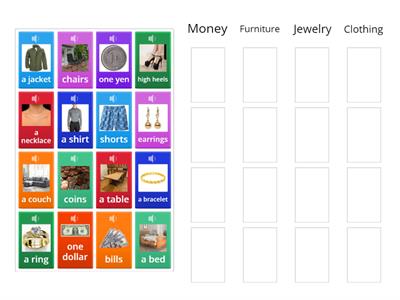 Money, Jewelry, Furniture, Clothing
