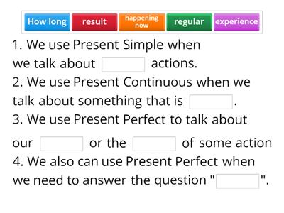 Present Simple, Present Continuous, Present Perfect Revision Rules and Practice Navigation B1