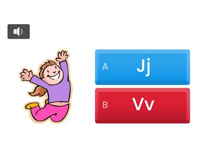 Phase 3 phonics - words beginning with Jj and Vv (audio supported pictures)