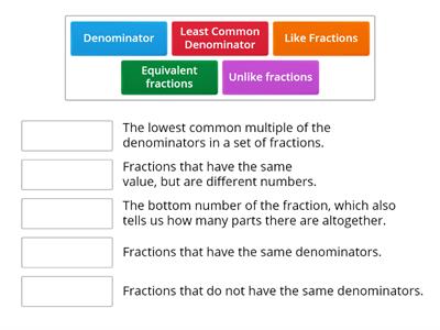 Compare Fractions-Vocabulary Check