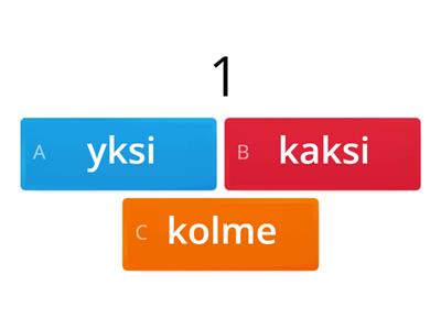 Numerot 1 - 5 Valitse oikea sana