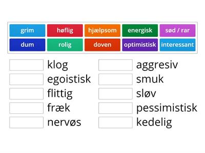 Personlige adjektiver modsatte