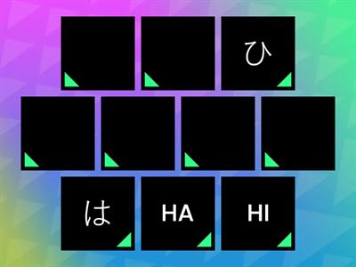 Hiragana: ha, hi, fu, he, ho