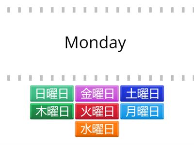 Days of the Week　（英語→日本語）