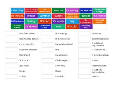 *Basic French Weather Vocab & Sentences_Niveau A