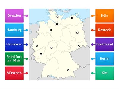 Karte Deutschland: Städte zuordnen