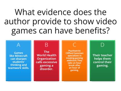 Hooked on Games - Comprehension Questions