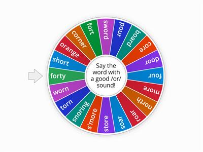 OR (Vocalic R) Words wheel no pictures