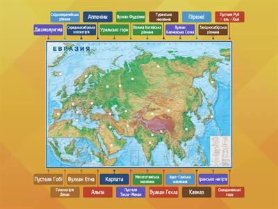 Карта для тренування Рель'єф Євразії