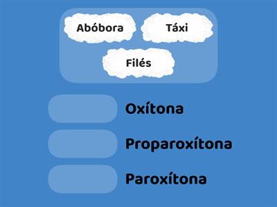 Classifique as palavras em oxítonas, paroxítonas ou proparoxítonas.