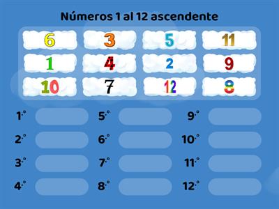 Ordenar números del 1 al 12
