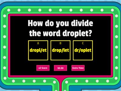 Closed syllable division CVCCVC