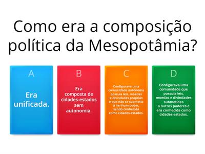 Teste de conhecimento sobre a Mesopotâmia e o Egito Antigo.