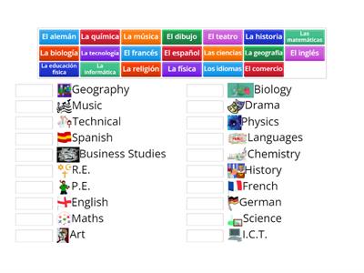 S4 Spanish - School Subjects