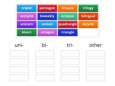 Sort 51 Prefixes (uni-, bi-, tri-, other)