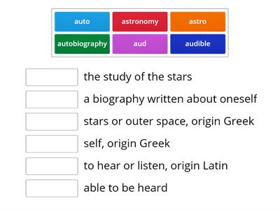 Astro, Aud, Auto- Greek and Latin Roots