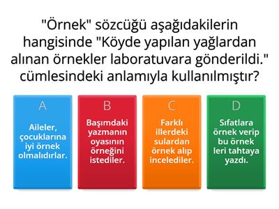 5. Sınıf Türkçe Çok Anlamlılık www.testkolik.com