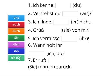 Personalpronomen im Akkusativ - Deutsch A1