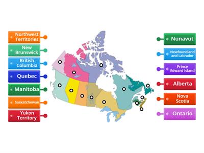 Label a blank map of Canada