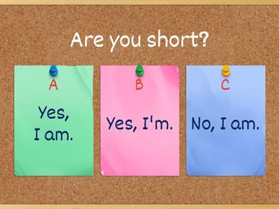 The verb "to be": Short answers 